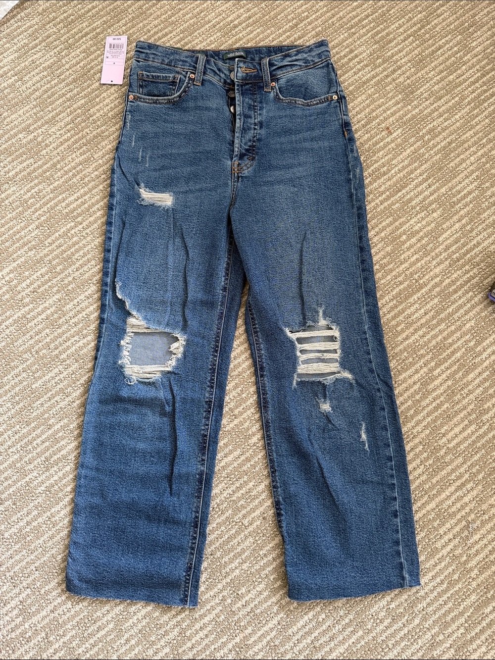 wild fable Distressed Wide-Leg Jeans in Medium Blue